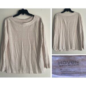 Haven Well Within Linen Tan White Striped Long Sleeve Top 22505
